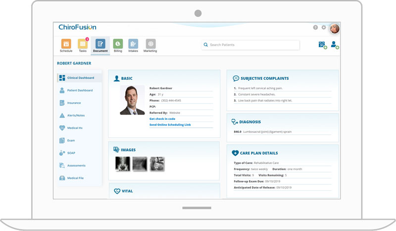 Chiropractic EHR Dashboard